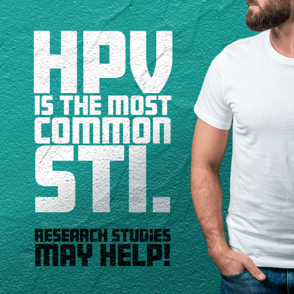 HPV is the most common STI. Research studies may help. Man standing with hands in his pockets. 