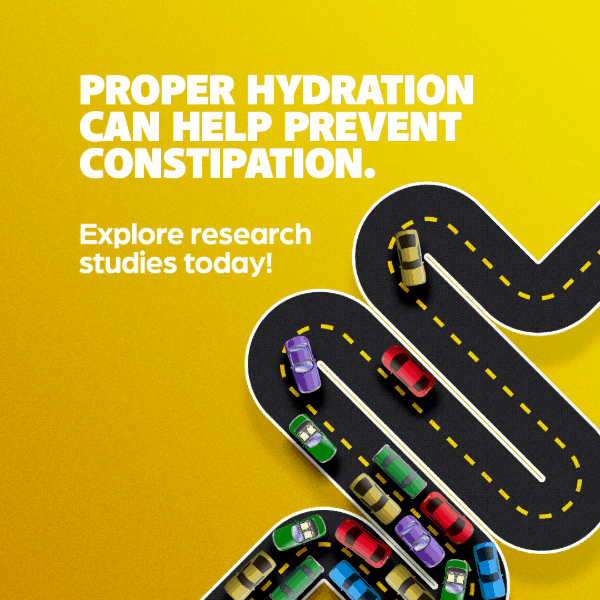 Proper hydration can help prevent constipation. Explore research studies today! picture of winding road with cars backed up.